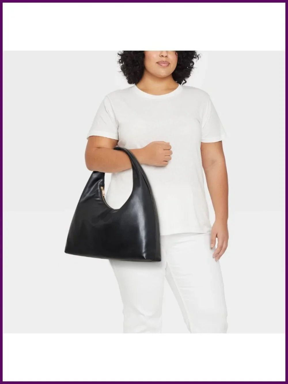 Faux Leather Soft Shoulder Bag with Zip Pocket